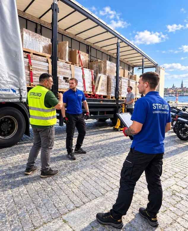 2. Unloading – the crew checks the paperwork